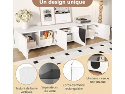 Best Móvel de TV moderno - 180 x 40 x 41,5 cm - com 4 portas + prateleira - design exclusivo - MDF + aglomerado - Móvel De Tv