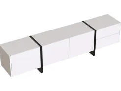 Móvel de TV moderno de 190 cm com 3 portas e 2 gavetas - brilhante e preto*ModernLuxe