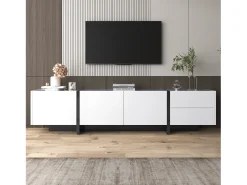 Móvel de TV moderno de 190 cm com 3 portas e 2 gavetas - brilhante e preto*ModernLuxe