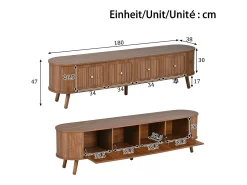 Móvel de TV moderno 180x38x47 cm - 4 portas - puxadores dourados - pés de madeira - marrom*ModernLuxe Hot