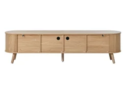 Móvel de TV moderno 180x38x47 cm - 4 portas - puxadores dourados - pés de madeira - natural^ModernLuxe New