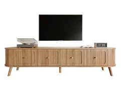 Móvel de TV moderno 180x38x47 cm - 4 portas - puxadores dourados - pés de madeira - natural^ModernLuxe New