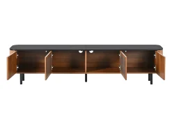 Clearance Móvel de TV moderno 190x35x45 cm - 4 portas de persiana - cantos arredondados - pés de ferro - MDF - marrom Móvel De Tv