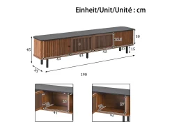 Móvel de TV moderno 190x35x45 cm - 2 portas de correr e 2 portas de tela metálica - Marrom^ModernLuxe Sale