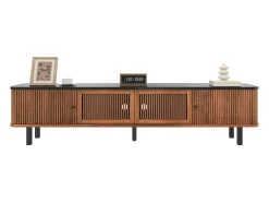 Móvel de TV moderno 190x35x45 cm - 2 portas de correr e 2 portas de tela metálica - Marrom^ModernLuxe Sale