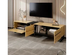 Móvel de TV moderno 180x38x45 cm - 3 portas - com prateleiras abertas - Natural*ModernLuxe Hot