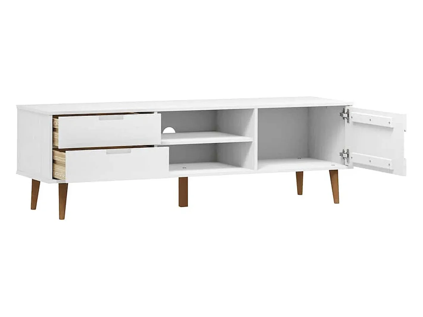 vidaxl Móvel De Tv*Móvel de TV MOLDE 158x40x49 cm pinho maciço Branco
