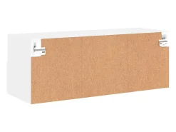 Clearance Móvel de TV multimídia prateleira de TV aparador de TV sala de jantar sala de estar quarto montado na parede 80 x 30 x 30 cm madeira de engenharia branca 02_0027799 Móvel De Tv