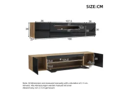 Online Móvel de TV mural 180x37x36cm - com 2 portas - com iluminação LED - para televisor de 75
