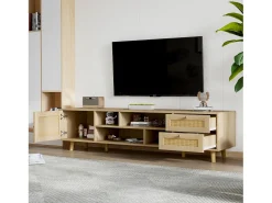 Best Móvel de TV, Móvel de TV de 160 cm com 2 gavetas, 1 porta e 4 compartimentos, Para TVs até 70", Carvalho Móvel De Tv