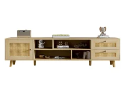 Best Móvel de TV, Móvel de TV de 160 cm com 2 gavetas, 1 porta e 4 compartimentos, Para TVs até 70", Carvalho Móvel De Tv