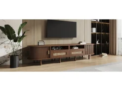 Best Móvel de TV oval com 2 gavetas de vime + 2 portas de correr - 170 x 40 x 40 cm - MDF + metal - Móvel De Tv