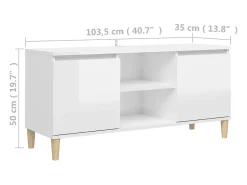 vidaxl Móvel De Tv*Móvel de TV pernas de madeira 103,5x35x50 cm brilhante Branco