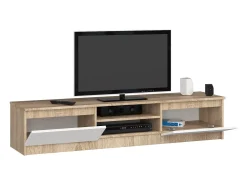 Móvel de TV Sonoma Carvalho/Banco - 160 cm, Portas Rebatíveis, Prateleiras Integradas, Design Moderno e Funcional^Akord Best