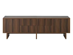 Online Móvel de TV 180x40x56 cm - 4 gavetas e 2 portas - design ondulado - painéis de partículas - cor nogueira escura Móvel De Tv