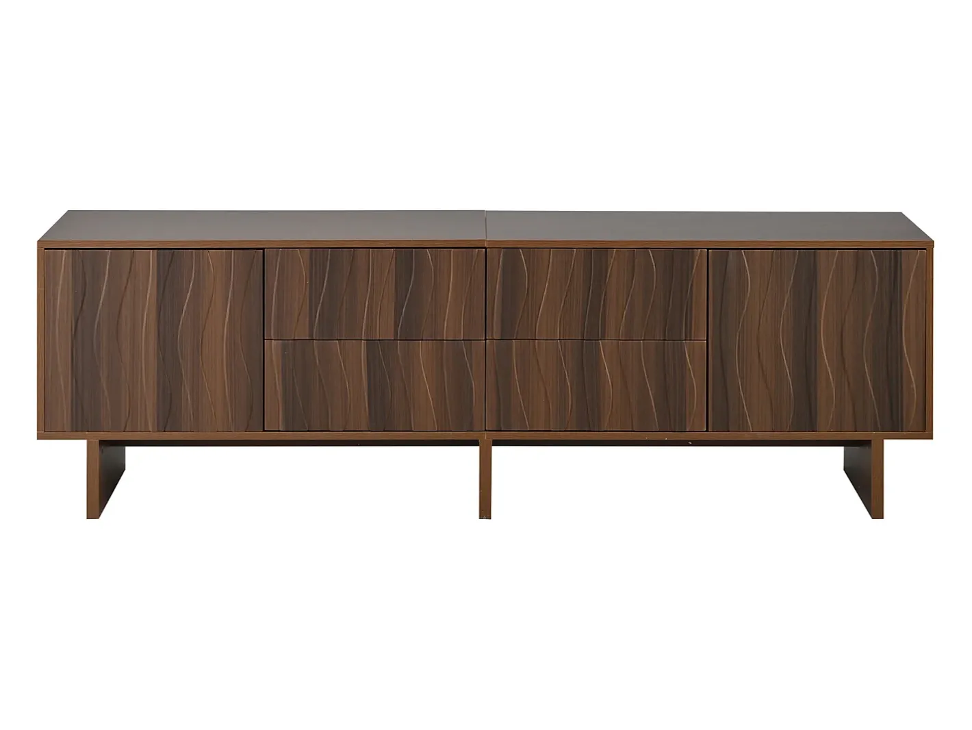 Online Móvel de TV 180x40x56 cm - 4 gavetas e 2 portas - design ondulado - painéis de partículas - cor nogueira escura Móvel De Tv