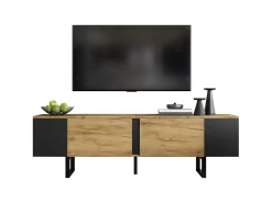 Clearance Móvel de TV 180x40x55 cm - 2 portas e prateleiras abertas - TV até 75 polegadas - Painéis de partículas - Natural e preto Móvel De Tv