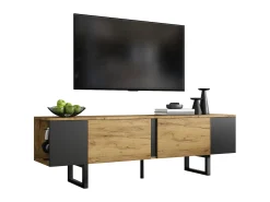 Clearance Móvel de TV 180x40x55 cm - 2 portas e prateleiras abertas - TV até 75 polegadas - Painéis de partículas - Natural e preto Móvel De Tv