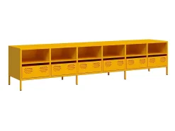 vidaxl Móvel De Tv*Móvel de TV 202x39x43,5 cm aço laminado a frio mostarda Amarelo