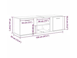 vidaxl Móvel De Tv*Móvel de TV 120x34x37 cm derivados de madeira cimento Cinzento