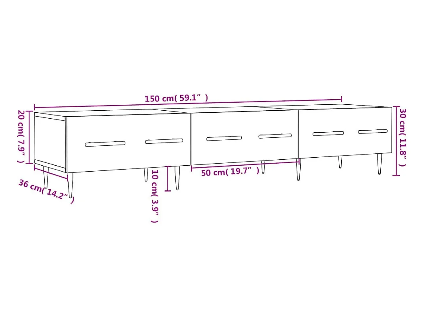 vidaxl Móvel De Tv*Móvel de TV 150x36x30 cm derivados de madeira carvalho sonoma Castanho