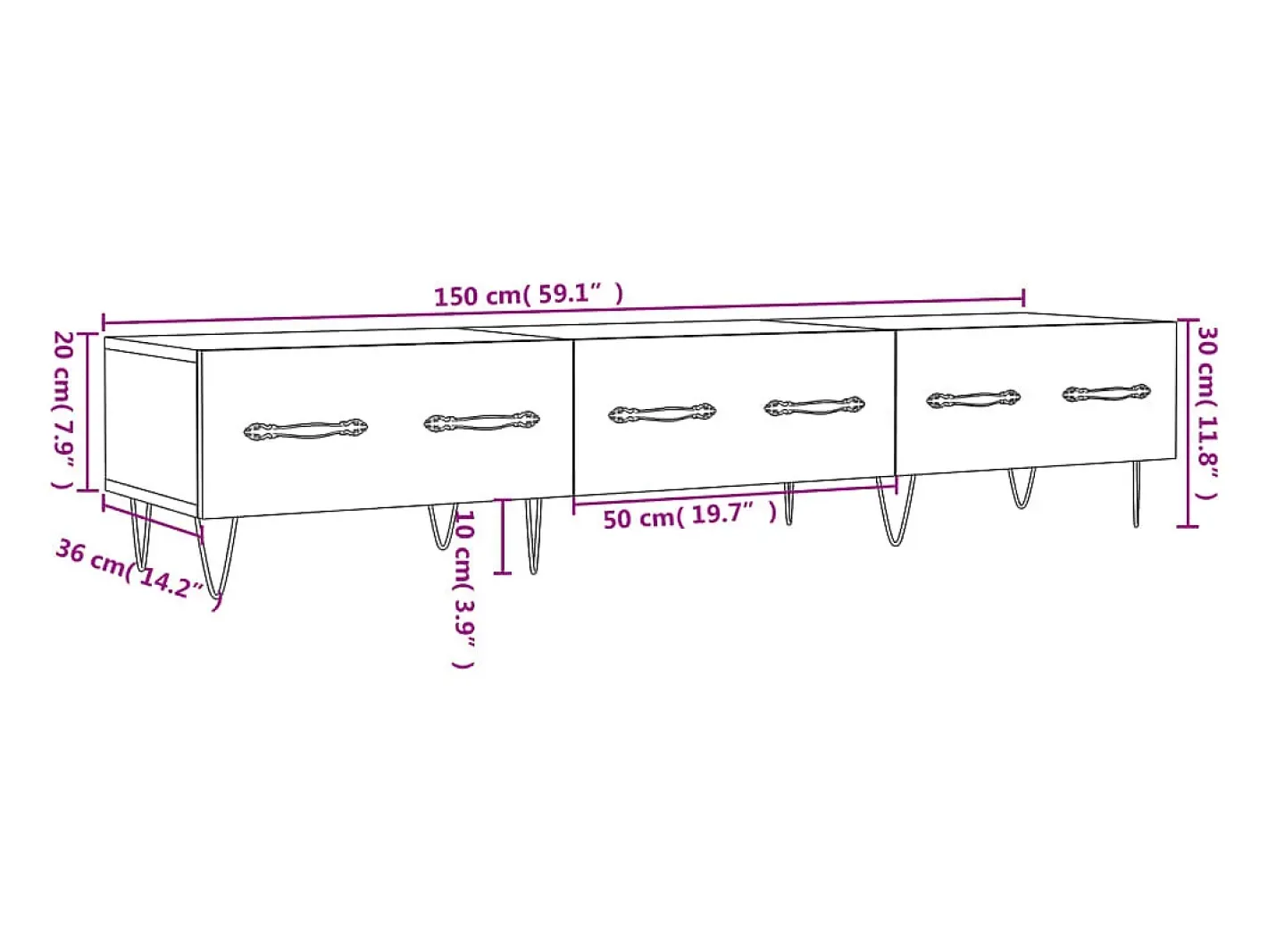 vidaxl Móvel De Tv*Móvel de TV 150x36x30 cm derivados de madeira Branco
