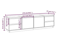 vidaxl Móvel De Tv*Móvel de TV 176x37x47,5 cm madeira de pinho maciça Branco