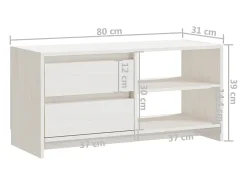 vidaxl Móvel De Tv*Móvel de TV 80x31x39 cm madeira de pinho maciça Branco