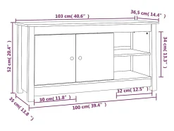 vidaxl Móvel De Tv*Móvel de TV 103x36,5x52 cm madeira de pinho maciça Branco