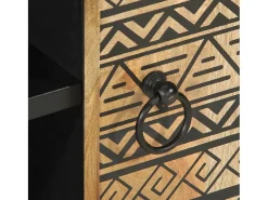 vidaxl Móvel De Tv*Móvel de TV 80x33,5x46 cm madeira mangueira áspera maciça Preto
