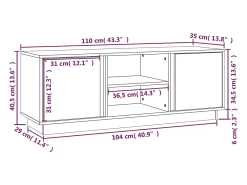vidaxl Móvel De Tv*Móvel de TV 110x35x40,5 cm madeira de pinho maciça mel Castanho