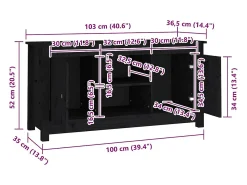 vidaxl Móvel De Tv*Móvel de TV 103x36,5x52 cm madeira de pinho maciça Preto
