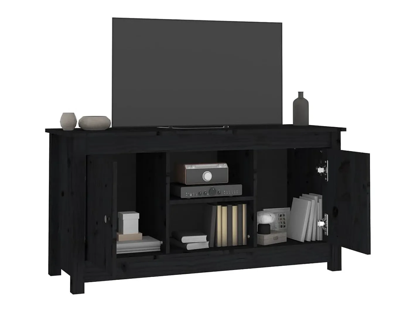 vidaxl Móvel De Tv*Móvel de TV 103x36,5x52 cm madeira de pinho maciça Preto