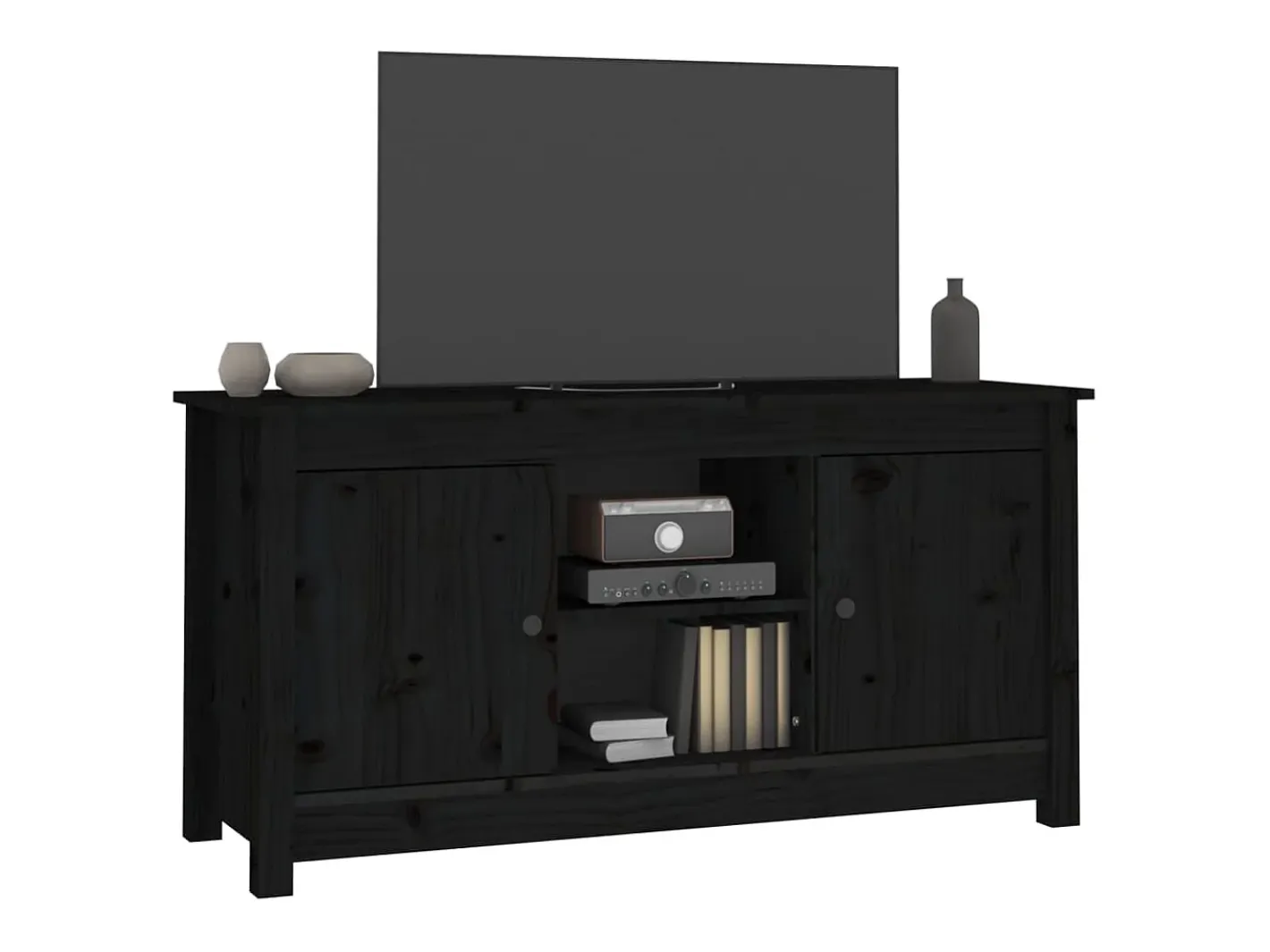 vidaxl Móvel De Tv*Móvel de TV 103x36,5x52 cm madeira de pinho maciça Preto