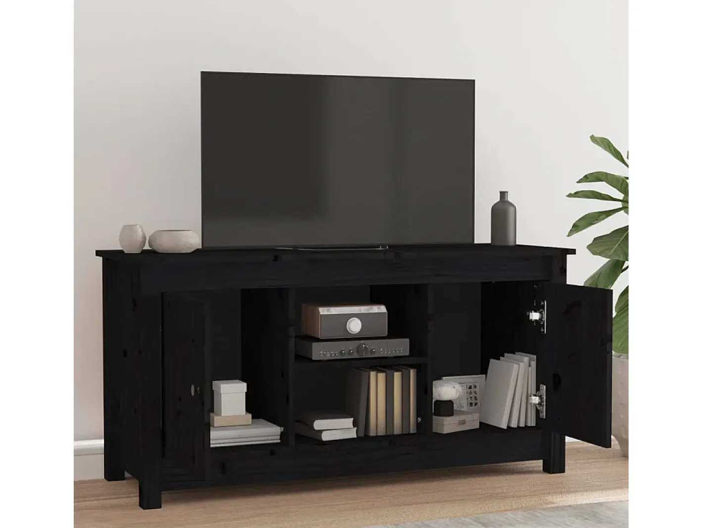 vidaxl Móvel De Tv*Móvel de TV 103x36,5x52 cm madeira de pinho maciça Preto