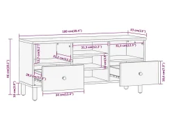 vidaxl Móvel De Tv*Móvel de TV 100x33x46 cm madeira de acácia maciça Castanho