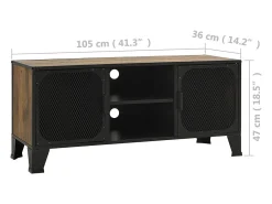 vidaxl Móvel De Tv*Móvel de TV 105x36x47 cm metal e MDF rústico Castanho