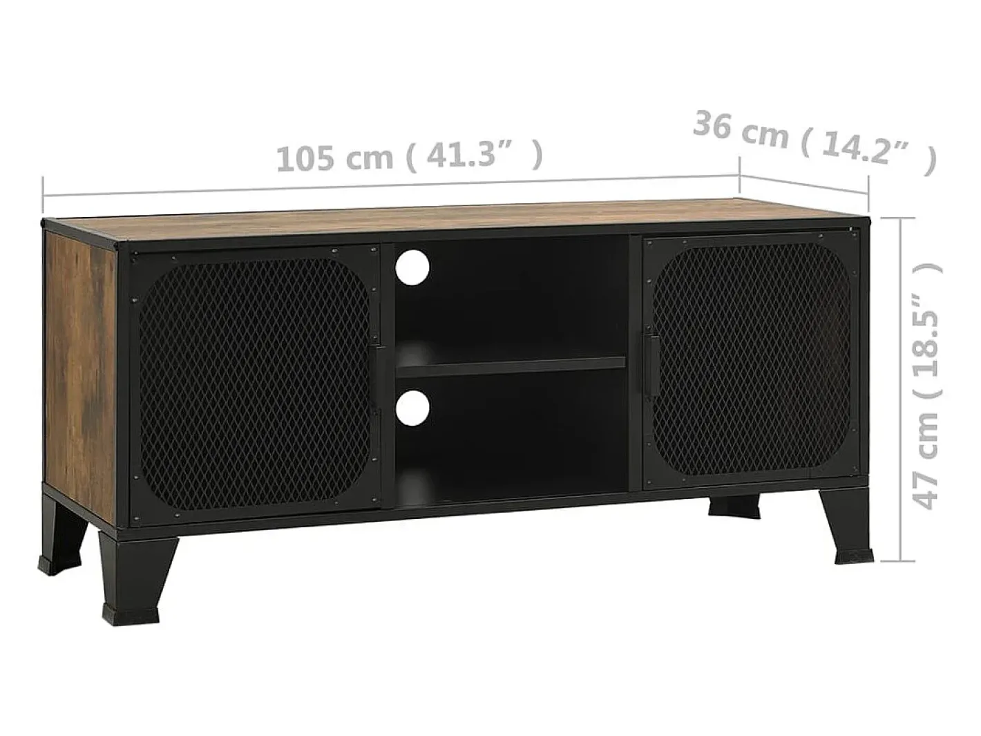 vidaxl Móvel De Tv*Móvel de TV 105x36x47 cm metal e MDF rústico Castanho