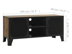 vidaxl Móvel De Tv*Móvel de TV 105x36x47 cm metal e MDF rústico Castanho