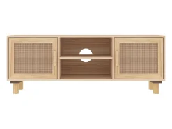 vidaxl Móvel De Tv*Móvel de TV 105x30x40 cm pinho maciço/vime natural castanho Natural claro