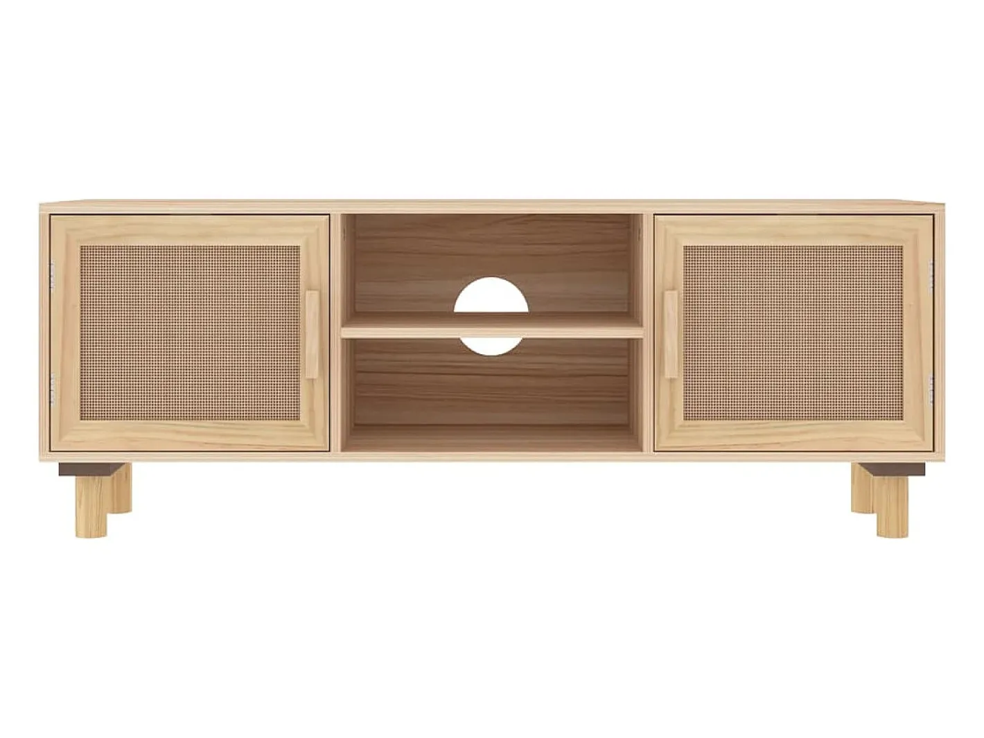 vidaxl Móvel De Tv*Móvel de TV 105x30x40 cm pinho maciço/vime natural castanho Natural claro