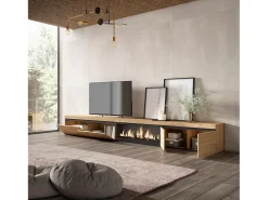 Móvel de TV, 368x35x45, Lareira eléctrica XXL, Carvalho^Skraut Home Clearance