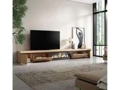 Móvel de TV, 368x35x45, Lareira eléctrica XXL, Carvalho^Skraut Home Sale