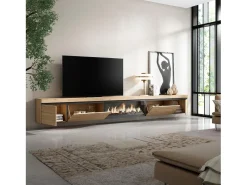 Móvel de TV, 368x35x45, Lareira eléctrica XXL, Suspensos, Carvalho^Skraut Home