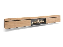 Móvel de TV, 368x35x45, Lareira eléctrica XXL, Suspensos, Carvalho^Skraut Home