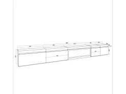 Skraut Home Móvel De Tv*Móvel de TV, 368x35x45, Lareira eléctrica XXL, Suspensos, Carvalho Bege