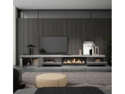 Móvel de TV, 368x35x45, Lareira eléctrica XXL, Cimento*Skraut Home Hot