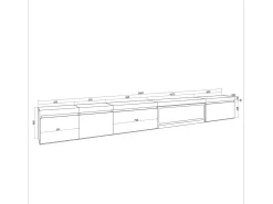 Móvel de TV, 368x35x45, Lareira eléctrica XXL, Cimento*Skraut Home Hot
