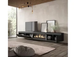 Móvel de TV, 368x35x45, Lareira eléctrica XXL, Suspensos,*Skraut Home Online