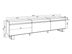 Best Móvel de TV, 240x35x57cm, Design industrial, Cimento Móvel De Tv